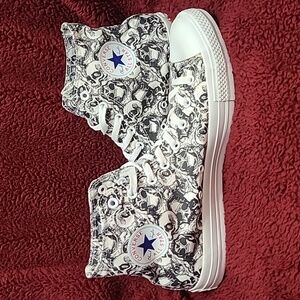 Converse All Star Chuck Taylor Black and White Skull High Tops Men's - Size 13